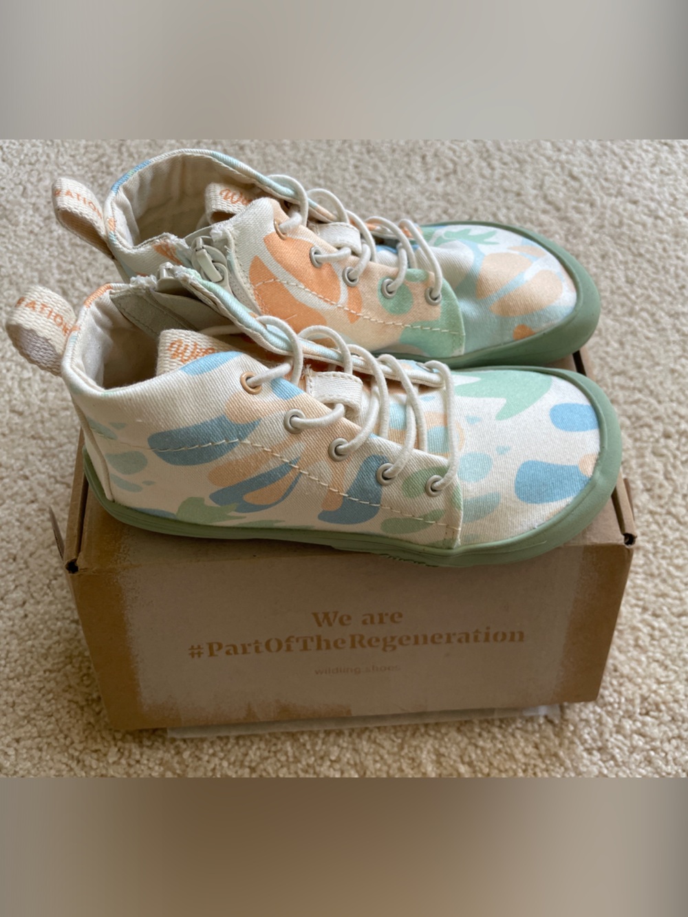 Wildling Kids Canvas High-Top Sneakers in Pastel Multi (Mint, Blue & Peach)
